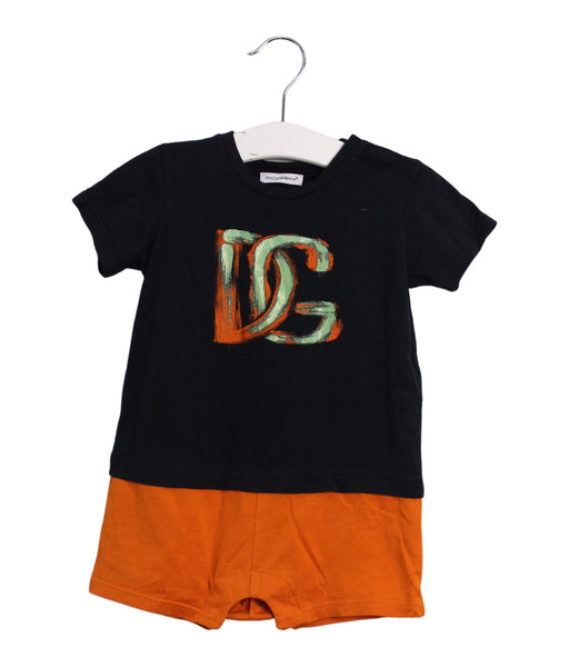 A Black Short Sleeve Rompers from Dolce & Gabbana in size 6-12M for boy. (Front View)