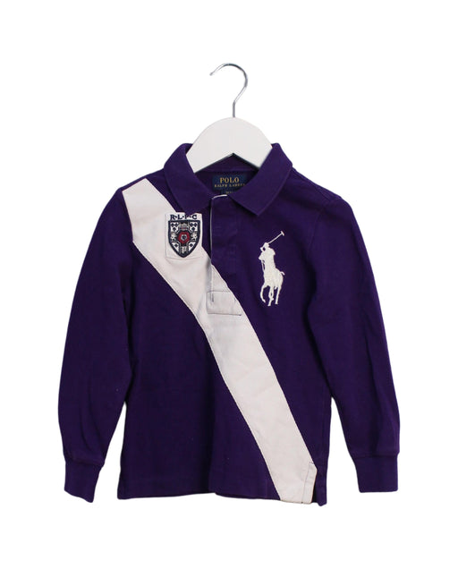 A Purple Long Sleeve Polos from Polo Ralph Lauren in size 3T for girl. (Front View)