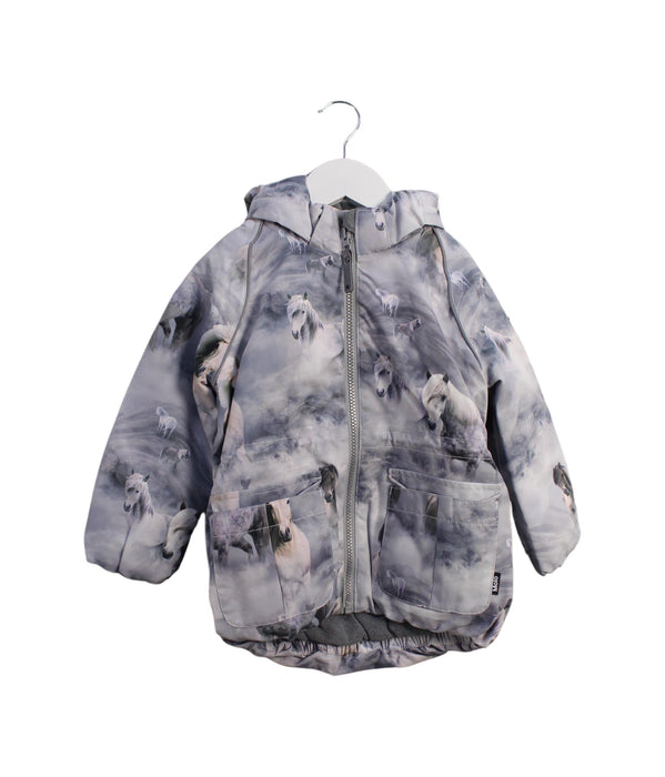 A Grey Ski Jackets from Molo in size 3T for girl. (Front View)