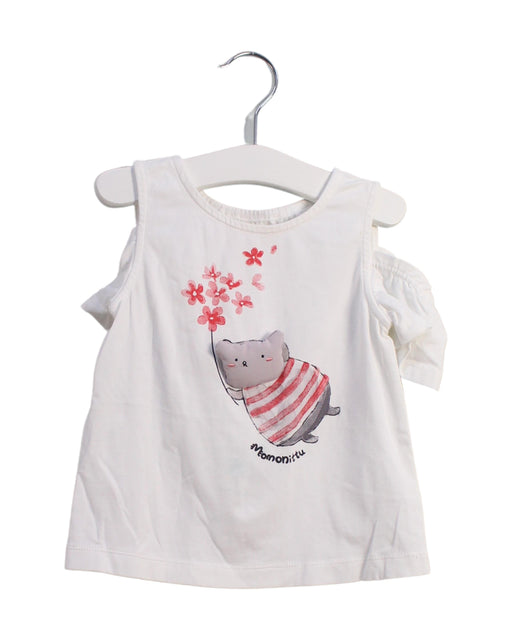 A White Sleeveless Tops from Momonittu in size 12-18M for girl. (Front View)