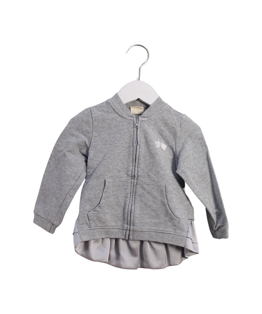 A Grey Zippered Sweatshirts from Momonittu in size 2T for girl. (Front View)