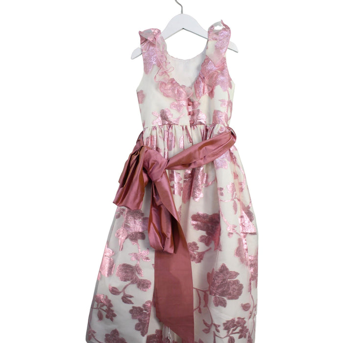 A Pink Sleeveless Dresses from Nicki Macfarlane in size 7Y for girl. (Back View)
