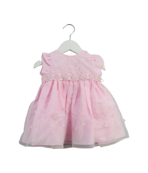 A Pink Short Sleeve Dresses from Sarah Louise in size 0-3M for girl. (Front View)
