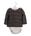 A Navy Long Sleeve Bodysuits from Petit Bateau in size 6-12M for girl. (Front View)