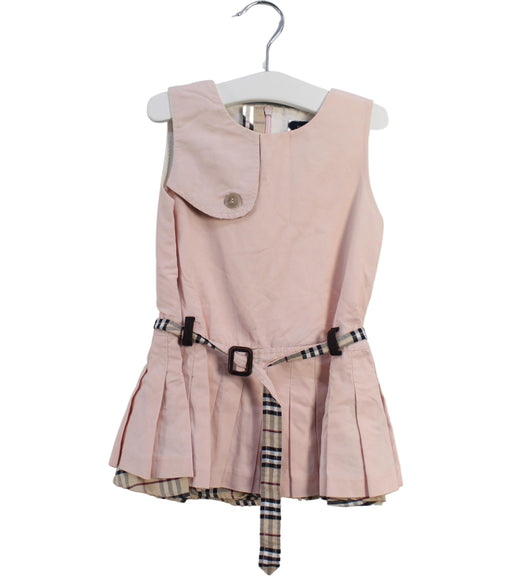 A Pink Sleeveless Dresses from Burberry in size 6-12M for girl. (Front View)