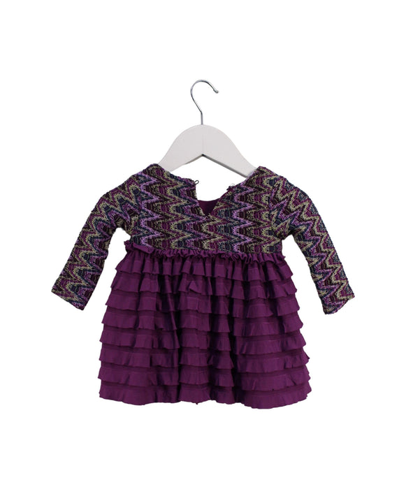 A Purple Long Sleeve Dresses from Bonnie Baby in size 3-6M for girl. (Back View)