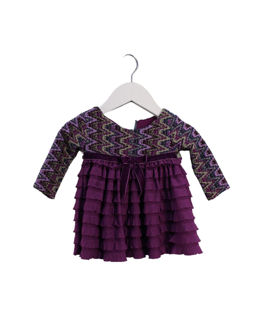 A Purple Long Sleeve Dresses from Bonnie Baby in size 3-6M for girl. (Front View)