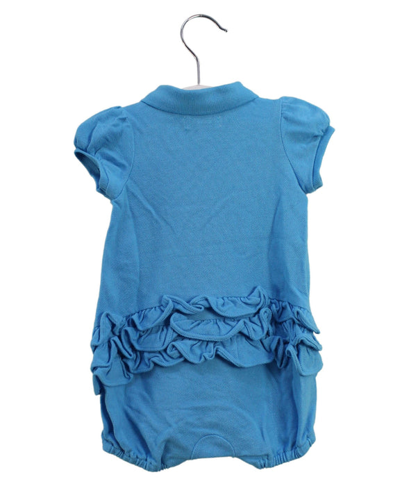 A Blue Short Sleeve Rompers from Ralph Lauren in size 0-3M for girl. (Back View)