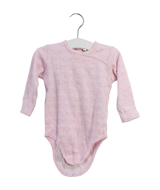 A Pink Long Sleeve Bodysuits from Dior in size 6-12M for girl. (Front View)