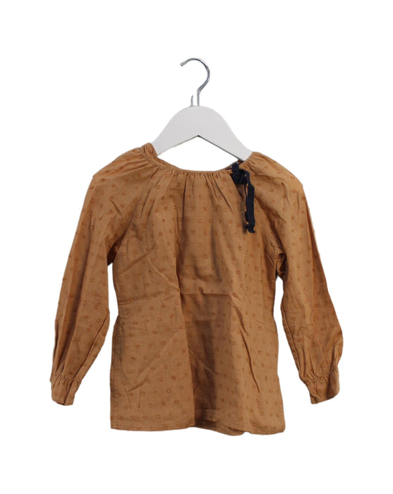 A Brown Long Sleeve Tops from Velveteen in size 4T for girl. (Front View)