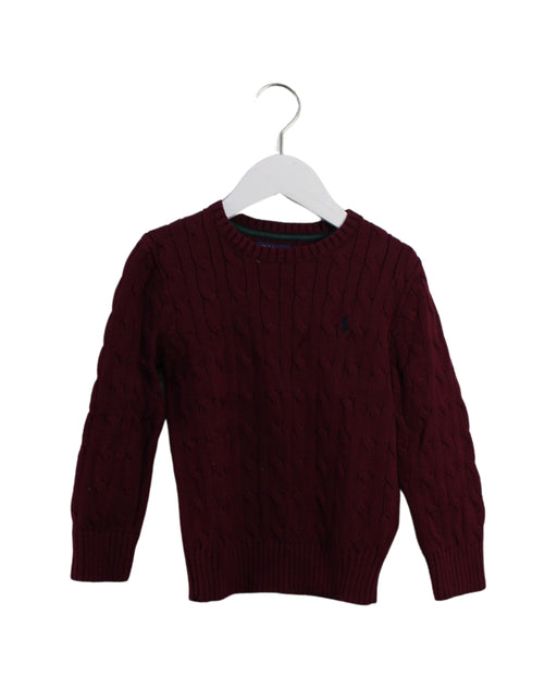 A Burgundy Knit Sweaters from Polo Ralph Lauren in size 6T for boy. (Front View)