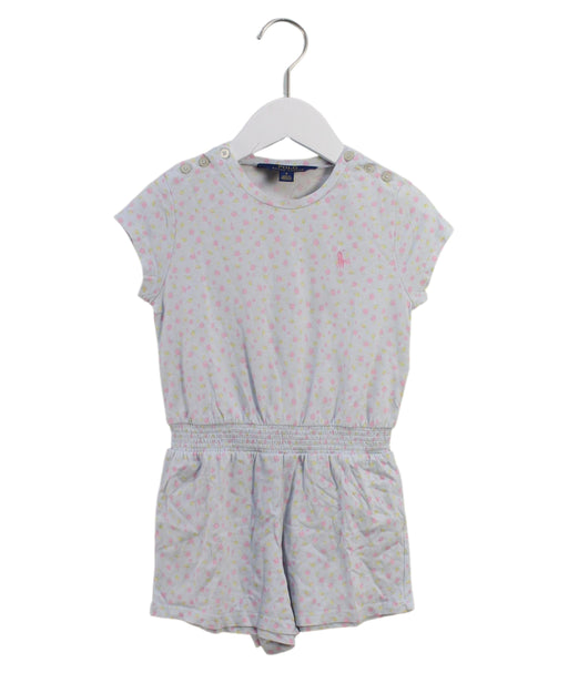 A Blue Short Sleeve Rompers from Polo Ralph Lauren in size 5T for girl. (Front View)