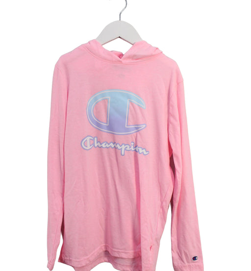 A Pink Hooded Sweatshirts from Champion in size 7Y for girl. (Front View)