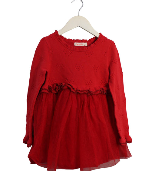 A Red Sweater Dresses from Momonittu in size 4T for girl. (Front View)