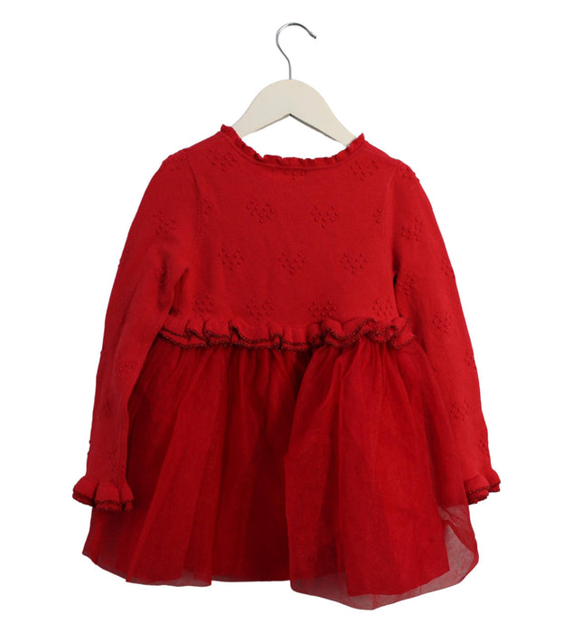 A Red Sweater Dresses from Momonittu in size 4T for girl. (Back View)
