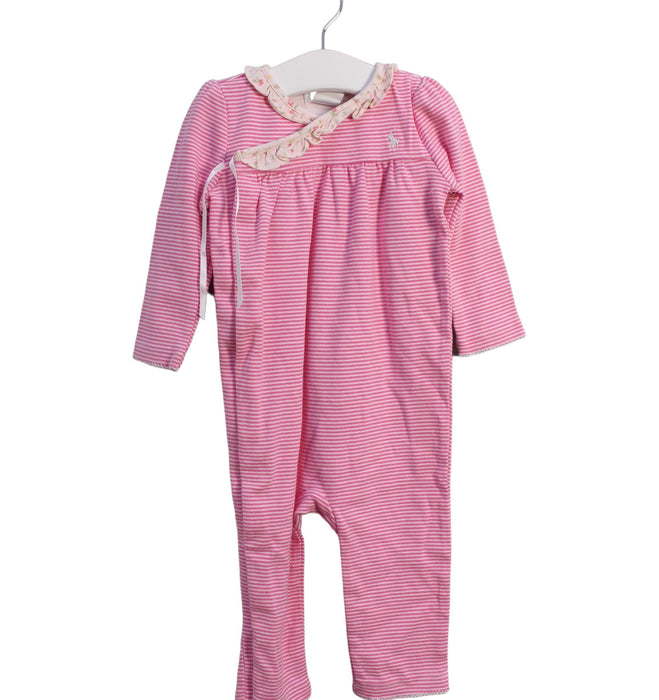 A Pink Long Sleeve Jumpsuits from Ralph Lauren in size 6-12M for girl. (Front View)