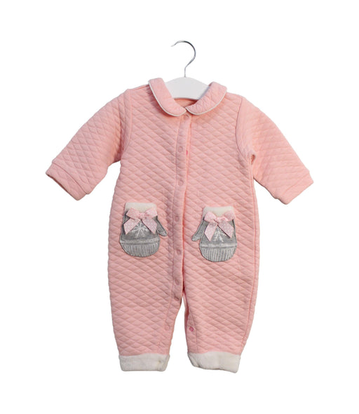 A Pink Long Sleeve Jumpsuits from Chickeeduck in size 0-3M for girl. (Front View)