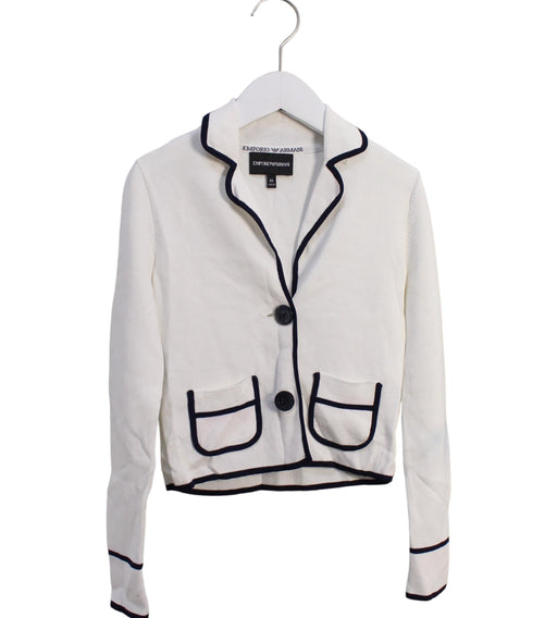 A White Cardigans from Emporio Armani in size 6T for girl. (Front View)