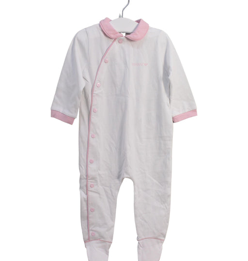 A White Onesies from Armani in size 6-12M for girl. (Front View)