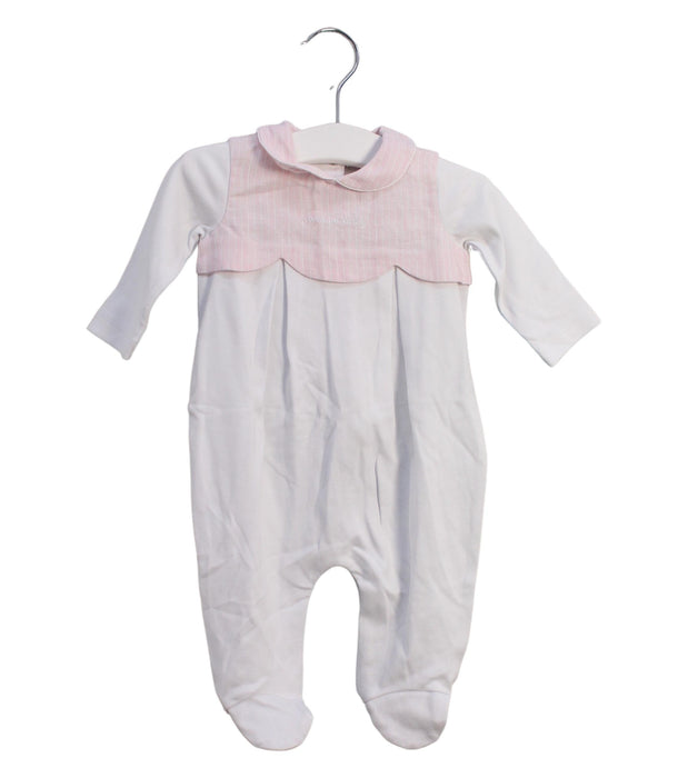 A White Onesies from Armani in size 0-3M for girl. (Front View)