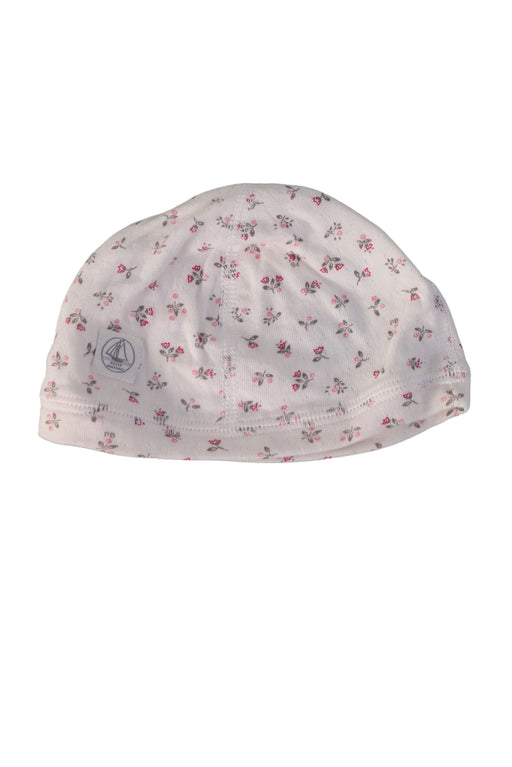 A White Beanies from Petit Bateau in size 3-6M for girl. (Front View)