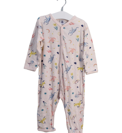 A Pink Long Sleeve Jumpsuits from Petit Bateau in size 12-18M for girl. (Front View)