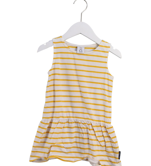 A Yellow Sleeveless Dresses from Polarn O. Pyret in size 2T for girl. (Front View)