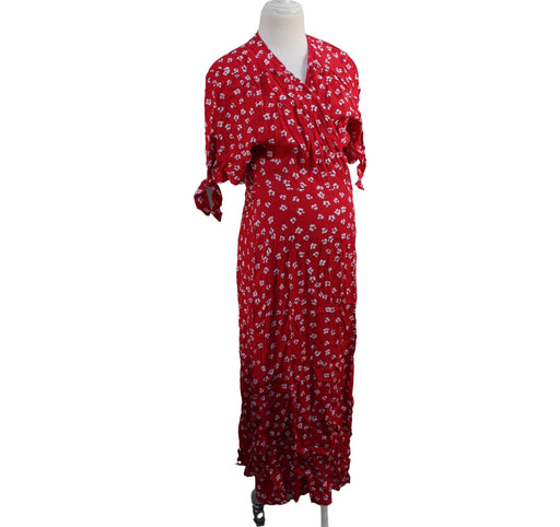 A Red Short Sleeve Dresses from Seraphine in size S for maternity. (Front View)