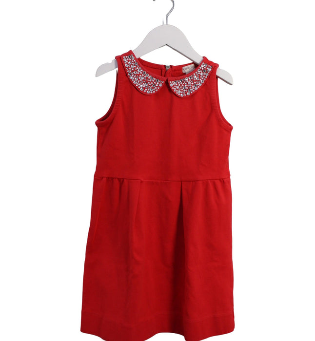A Red Sleeveless Dresses from Crewcuts in size 6T for girl. (Front View)