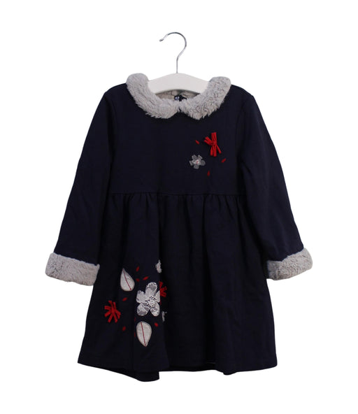 A Navy Long Sleeve Dresses from Dave & Bella in size 4T for girl. (Front View)