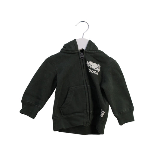 A Green Lightweight Jackets from Roots in size 3-6M for boy. (Front View)