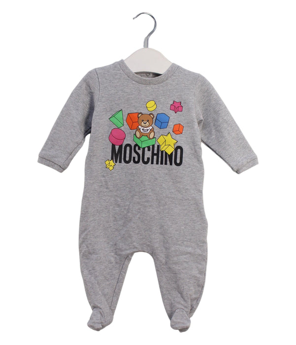 A Grey Long Sleeve Jumpsuits from Moschino in size 3-6M for boy. (Front View)