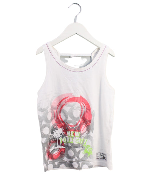 A White Sleeveless Tops from DKNY in size 10Y for girl. (Front View)