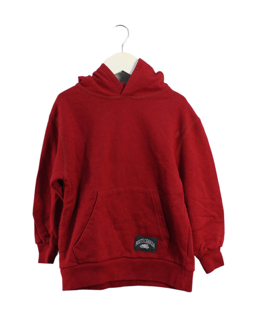 A Red Hooded Sweatshirts from Roots in size 4T for boy. (Front View)