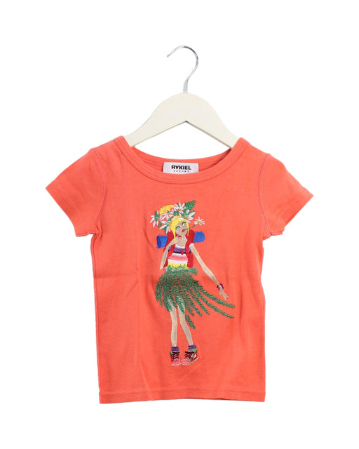 A Pink Short Sleeve T Shirts from Rykiel Enfant in size 4T for girl. (Front View)