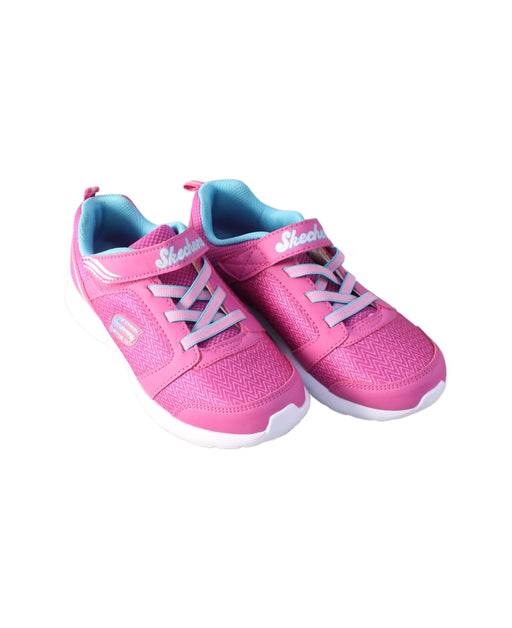 A Pink Sneakers from Skechers in size 12Y for girl. (Front View)