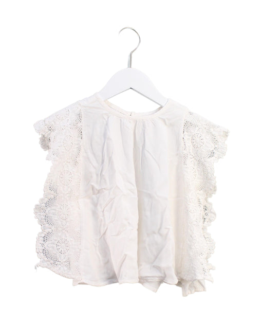 A White Short Sleeve Tops from Seed in size 5T for girl. (Front View)