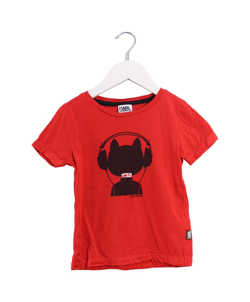 A Red Short Sleeve T Shirts from Karl Lagerfeld in size 3T for girl. (Front View)
