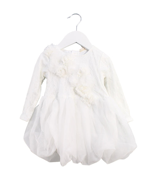 A White Long Sleeve Dresses from Miniclasix in size 6-12M for girl. (Front View)