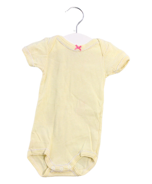 A Yellow Short Sleeve Bodysuits from Petit Bateau in size 0-3M for girl. (Front View)
