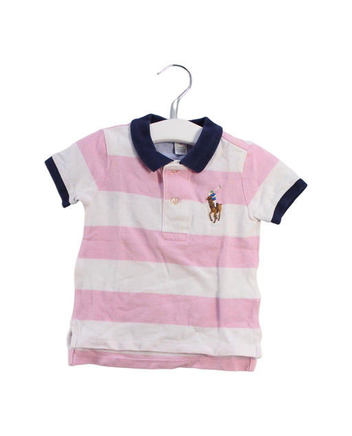 A Pink Short Sleeve Polos from Ralph Lauren in size 6-12M for girl. (Front View)