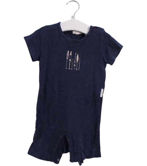 A Navy Short Sleeve Rompers from Purebaby in size 6-12M for boy. (Front View)