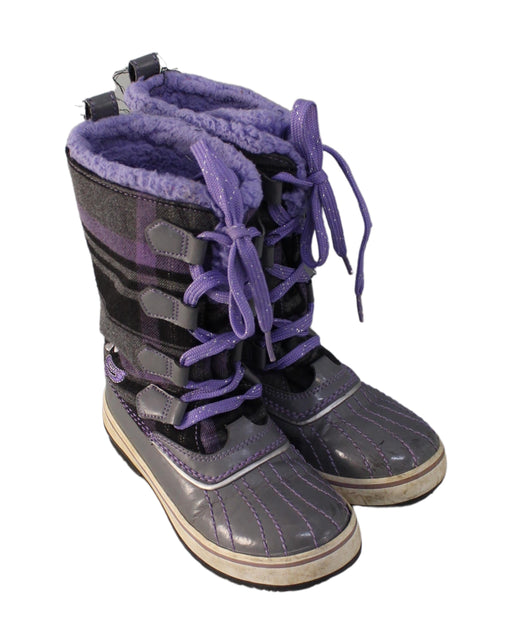 A Purple Winter Boots from Skechers in size 5T for girl. (Front View)