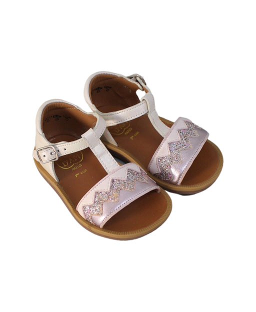 A White Sandals from Pom d’Api in size 12-18M for girl. (Front View)