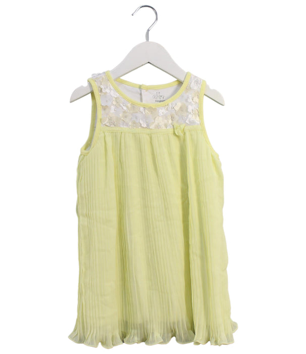 A Yellow Sleeveless Dresses from Kingkow in size 4T for girl. (Front View)