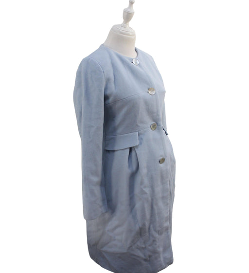 A Blue Coats from Seraphine in size XS for maternity. (Front View)