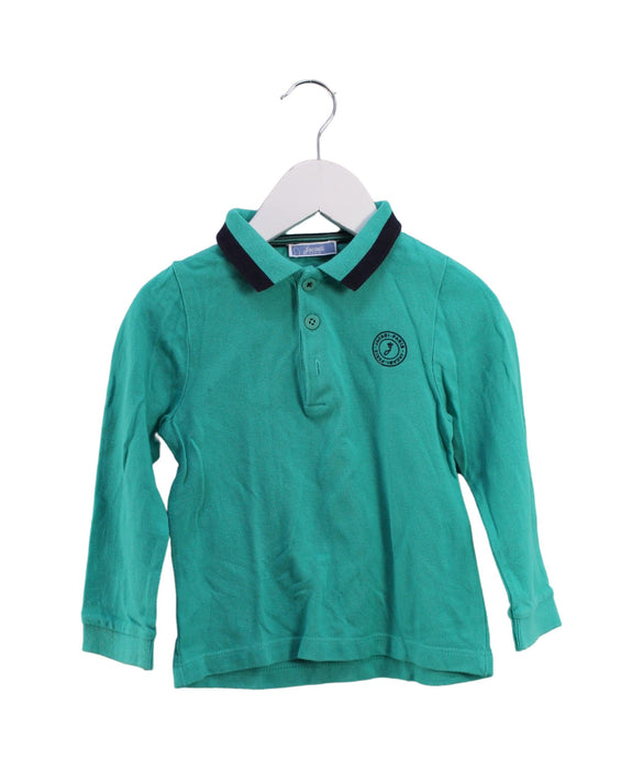 A Green Long Sleeve Polos from Jacadi in size 3T for boy. (Front View)