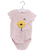 A Pink Short Sleeve Bodysuits from Seed in size 0-3M for girl. (Front View)