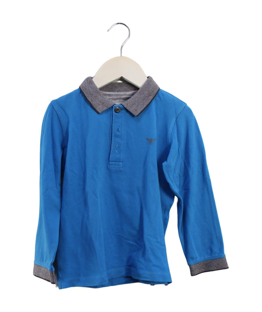A Blue Long Sleeve Polos from Armani in size 4T for boy. (Front View)