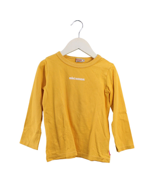 A Yellow Long Sleeve Tops from Miki House in size 4T for boy. (Front View)